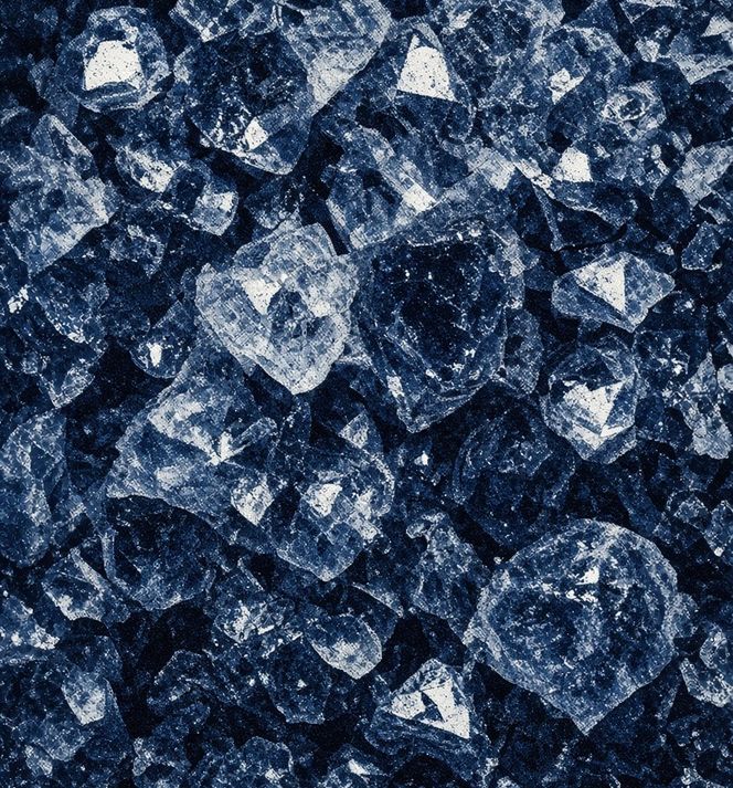 Magnesium mineral crystals in blue duotone