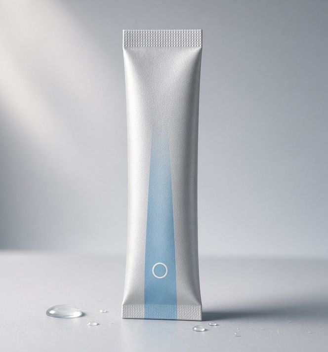 A Daybreak sachet on a grey surface
